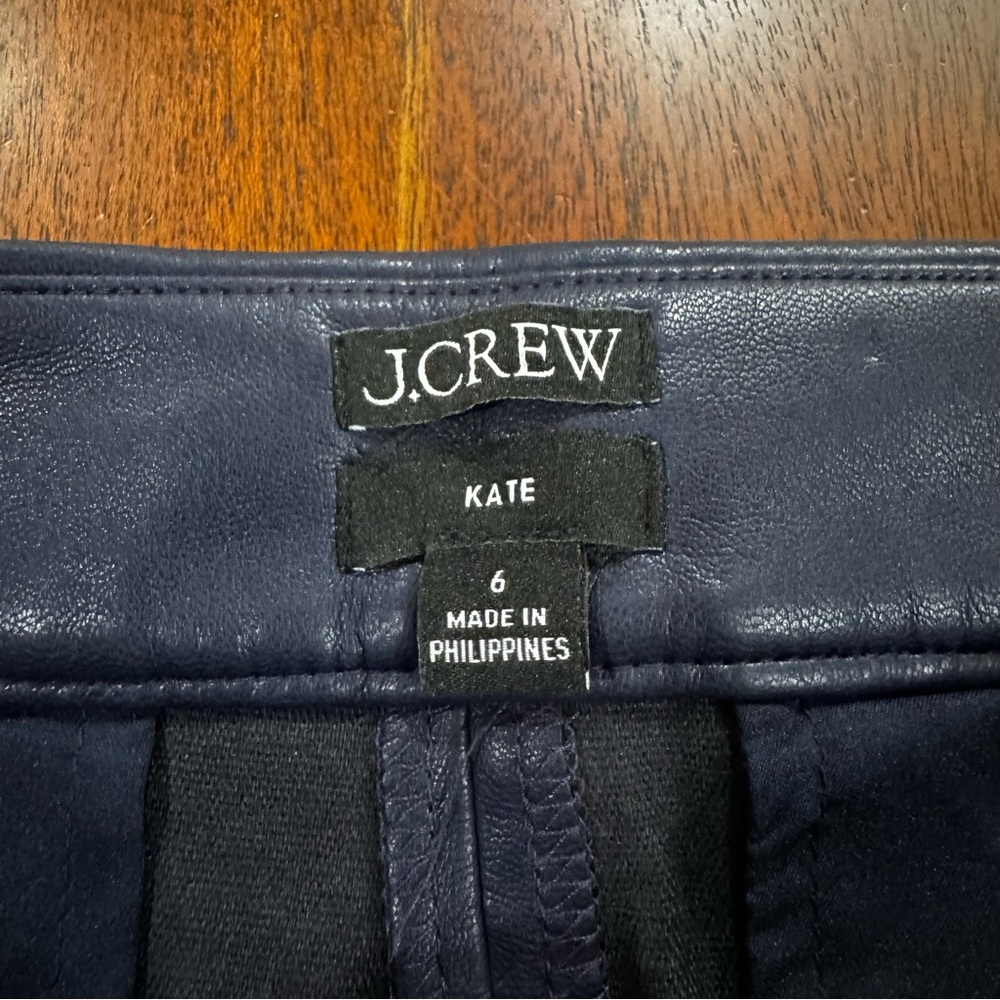 J. Crew Kate Straight-Leg Pant in Faux Leather Blue Size 6 - Picture 4 of 9